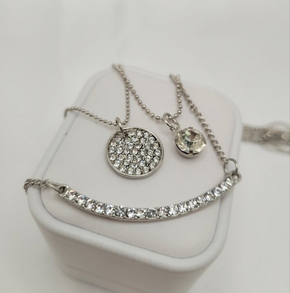 ✨2/$10✨ Multi Chain Layered Diamond Necklace Micro Pave Round Semicircle - Picture 6 of 11